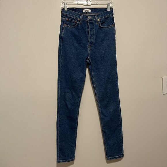 RE/DONE 90's Orginals Ultra High Rise Skinny Jean in 70s Blue Button Fly Size 26 - Picture 3 of 11
